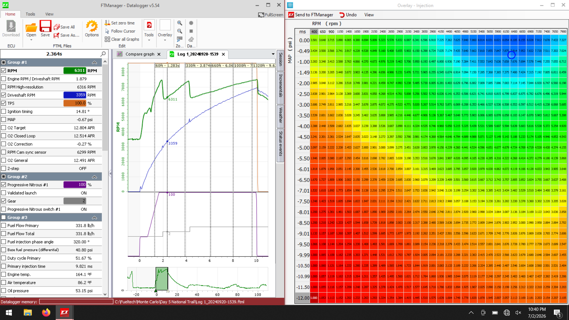 Computer screen with EFI software